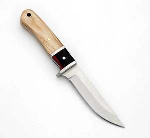 Couteau de survie haut de gamme à pointe clip, fabriqué à la main, en acier allié, avec manche segmenté en os lisse - Product Image 5