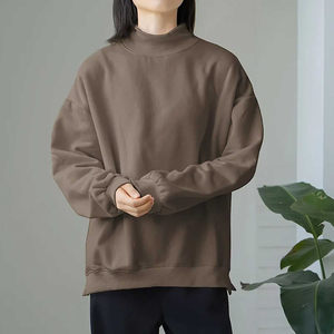 เสื้อสเวตเชิ้ตคอเต่าผ้าฟลีซคอตตอน 460 GSM สองสี ทรงโอเวอร์ไซส์ ผ้าถัก ระบายอากาศดี ราคาโรงงานขายส่งสำหรับผู้หญิง - Product Image 3
