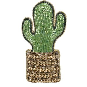 Cactus perlé suspendu |   Travaux indiens de broderie Zari et Zardozi |   Ornement décoratif à motif végétal pour la maison, la porte et l'aménagement intérieur - Product Image 1