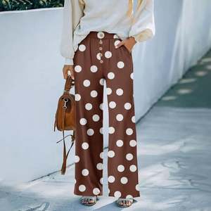 Wholesale OEM Custom Logo Loose Wide Leg Pants for Women Summer Palazzo Lounge Pants High Waist Summer Beach Vacation <b>Trousers</b> - Product Image 6