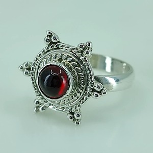 Red Garnet Round <b>925</b> Sterling <b>Silver</b> Handmade Promise <b>Ring</b> Boho January Birthstone Perfect Gift Her Birthday Anniversary - Product Image 3