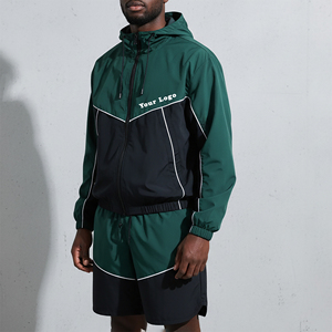 ชุดเซ็ตสองชิ้นแบบสั้น รุ่นใหม่ปี 2025 ทรงหลวม กันลม กันน้ำ ผลิตจากไนลอน 100% น้ำหนักเบา ดีไซน์สีบล็อก แจ็คเก็ตซิปและกางเกงขาสั้น - Product Image 1