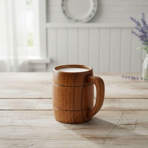 แก้วไม้ทรงกลมแบบมีหูจับ ดีไซน์มินิมอล สำหรับชาหรือกาแฟ โดย Universal Overseas Indian Crafts - Product Image 4