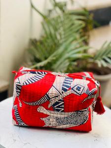 Vintage Bohemian Embroidered Cotton <b>Makeup</b> <b>Case</b> Water Resistant Zipper Handled Eco-Friendly Travel for Pouch Rajasthan Veer - Product Image 2