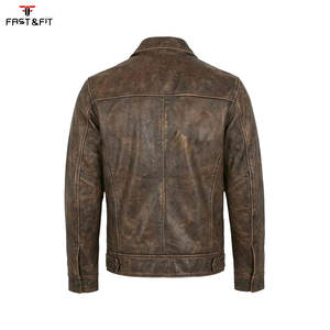 Chaqueta de Cuero y Lona Estilo Vintage Casual para Hombre, Diseño de Invierno, Estilo Motero, con Bolsillos, Impermeable, Venta al Por Mayor - Product Image 4