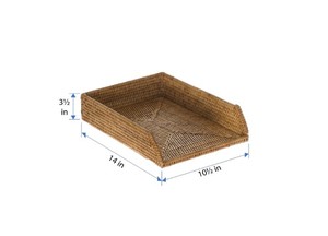 Plateau de tri en papier en rotin naturel, tressé à la main, organiseur de lettres de bureau, support de rangement décoratif pour documents, pour la maison et le bureau - Product Image 2