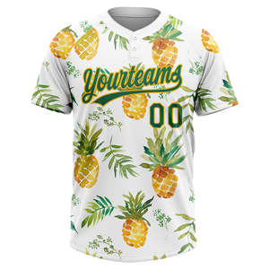 เสื้อกีฬาโพลีเอสเตอร์ 100% พิมพ์ลายแบบถ่ายโอนความร้อนตามสั่ง ชื่อและหมายเลข สีเขียวเหลือง ลายสับปะรด แขนสั้น ทรงปกติ - Product Image 2