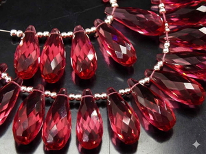 Cuentas de Cuarzo Rosa Rubelita en Forma de Lágrima de Cristal Hidrofílico, 20x8mm, Facetadas, Piedra Suelta Certificada para Joyería DIY, Venta al por Mayor - Product Image 1