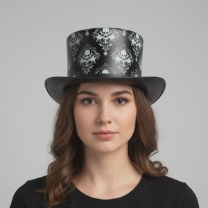 Chapeau haut de forme en cuir véritable fait main de qualité supérieure, personnalisé, style gothique steampunk, costume d'Halloween - Product Image 2