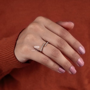 14K Gold Pave Round Lab Created Diamond Spiral <b>Open</b> Wrap <b>Ring</b> Bridal Stackable Matching Wedding Band Manufacturer Supplier - Product Image 2