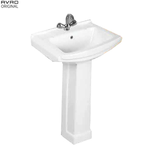 Avro-Repo Lavabo 56 Avro-SOP Juego de pedestales Blanco brillante Diseño moderno Lavabo de cerámica Escurridor Resistente al agua Fácil rectángulo - Product Image 1