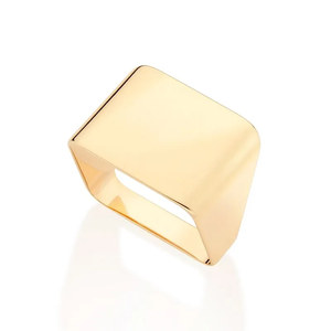 Geometric Gold Plated Cocktail <b>Ring</b> Modern Unisex Fashion <b>Statement</b> Jewelry Daily Wear Party Accessory - Product Image 1