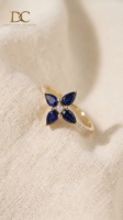Bague de fiançailles en or massif 14 carats avec diamant de laboratoire et saphir bleu de laboratoire certifié IGI, bijoux fins de luxe pour femmes