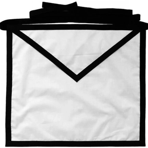 Custom <b>Black</b> Freemason <b>Apron</b> with Silver Braid Trim Embroidered Symbols Adjustable Waist Belt and Wholesale Supply - Product Image 1