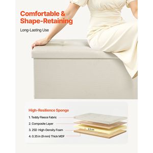 Panca Contenitore Pieghevole in Lino con Capacità di 300 kg, Panca da Fondo Letto con Borse Laterali per Armadietti del Soggiorno - Product Image 5