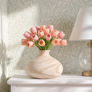 แจกันเซรามิกตั้งโต๊ะสีเบจลายไม้กันน้ำสำหรับใส่ดอกไม้ - Product Image 3