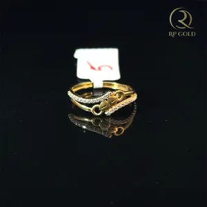 Stylish <b>gold</b> double heart <b>ring</b> with sparkling stones elegant modern jewelry for women perfect romantic any special occasion - Product Image 1