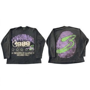 Camiseta de manga larga para mujer, jersey de algodón premium GSM, color mostaza, estampado gráfico vintage, logotipo personalizado, corte relajado, cuello cómodo. - Product Image 4