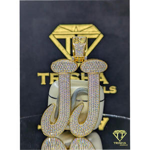 Colgante de Plata de Ley 925 Personalizado con Letra JJ, Moissanita, Estilo Hip Hop, Joyería Inicial Personalizada, Regalo de Trisha Jewel - Product Image 6