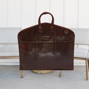 Full Grain Genuine Leather Modern Zipper Suit Carrier Luxury Garment Bag Heavy Duty Business Travel Cover LSC-0025 - Product Image 5