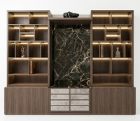 Meuble mural multifonctionnel moderne de luxe, bibliothèque, armoire Deera, panneau arrière en marbre, grande capacité de rangement, salon, bureau à domicile
