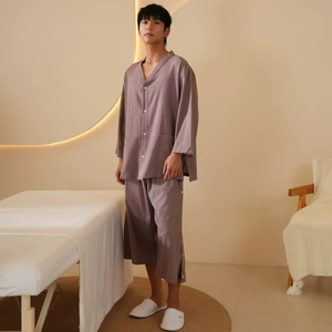 Conjunto de Pijama Gris de Manga Larga para Hombre, Cómodo para Primavera y Verano - Product Image 2