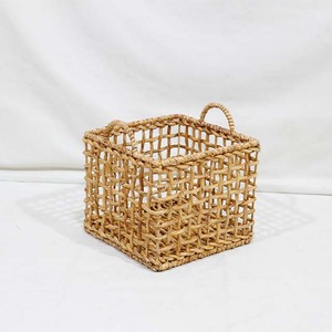 Modern Water Hyacinth <b>Square</b> Storage <b>Basket</b> Woven Eco-Friendly Organizer Bin with Handle for Home Kitchen Laundry - Product Image 2