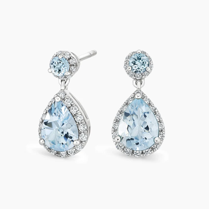 TAURUS JEWELS Boucles d'oreilles en or jaune pour femme avec diamant taille poire et halo de diamants, style luxueux, 1 carat, bijoux de mariage - Product Image 4