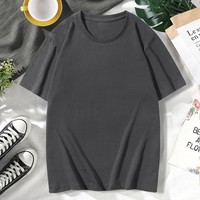 T-shirt décontracté pour homme, col rond, manches courtes, logo frontal, personnalisé OEM, 180g, polyester/coton CVC, grande taille, respirant, anti-rétrécissement