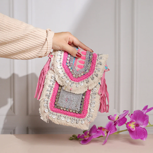 Bolso de mano tipo clutch con bordado elegante, bolso étnico de diseñador para mujer, colección de regalos de boda para novias. - Product Image 2