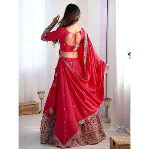 Magnetic Pink Crepe Silk Designer Lehenga Choli for <b>Wedding</b> - Product Image 1