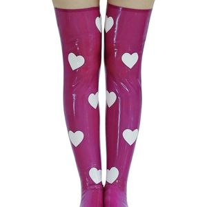 Collants blancs à pois pour femmes, au-dessus du genou, opaques, sans couture, en tricot extensible, sexy, pour soirée, toutes saisons - Product Image 6