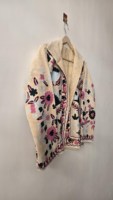 Veste en velours matelassé respirant et brodé pour femme, style traditionnel Suzani, à rayures, manches longues, ouverte sur le devant, pour l'hiver