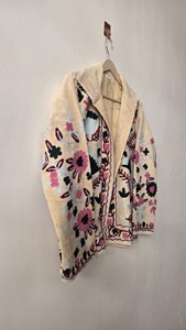 Heavy Embroidered Breathable <b>Quilted</b> Velvet Jacket Women Traditional Suzani Floral Thread Work Full Sleeve Open Front Winter - Product Image 2
