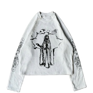 Nouvelle arrivée de T-shirt à manches longues double couche pour hommes 100% coton imprimé de logo personnalisé de qualité supérieure - Product Image 2