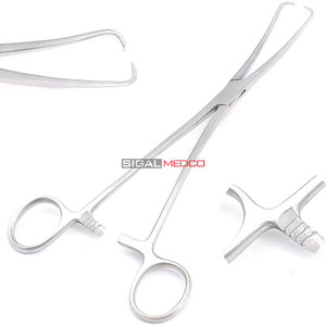 เครื่องมือผ่าตัดสแตนเลสสตีล คีมหนีบปากมดลูกสำหรับสูตินรีเวช ขนาด 9.50 นิ้ว โค้งสองด้าน สำหรับการผ่าตัดทางนรีเวช ใช้งานด้วยมือ ได้รับมาตรฐาน CE - Product Image 2