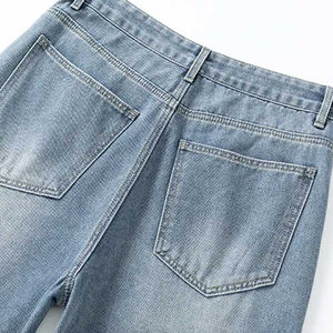 Nuevos Jeans Cargo de Mezclilla Rectos para Hombre, Diseño Moderno, Cintura Media, Lavado Ácido, Transpirables, Ecológicos, Casuales, Ligeros, Estilo Vintage Urbano - Product Image 4