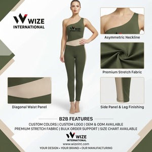 Combinaison de yoga asymétrique pour femme, taille haute, effet ventre plat, longueur intégrale, color block - Product Image 6