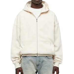 Sudadera con capucha personalizada para hombre 100% algodón hombro caído 500 Gsm Vintage lavado ácido ropa de calle en blanco sudadera con cremallera de peso pesado para hombre - Product Image 1