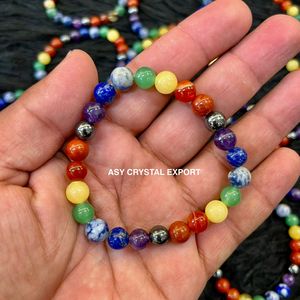 Wholesale Natural Crystal Gemstone 7 Chakra <b>Bracelet</b> 8mm Round Beads <b>Healing</b> Reiki Prayer Balance Elastic <b>Bracelets</b> Jewelry - Product Image 2