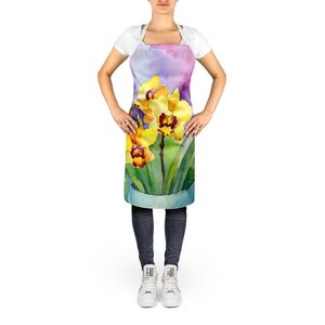 Unisex Large Multicolor Watercolor Orchids <b>Apron</b> for <b>Kitchen</b> Cooking Baking Crafts Gardening-for Adults <b>Women</b> Men - Product Image 2