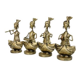 Figuras de Músicos de Metal Estilo Art Deco Tradicional - Decoración Removible Hecha a Mano y Ecológica para el Hogar, Ideal para la Sala de Estar en Diwali - Product Image 1