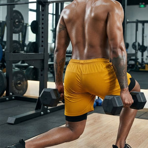 Dual Layer Fabric Technology 2 In 1 Gym <b>Shorts</b> For <b>Men</b> High <b>Compression</b> Comfortable Fit Indoor Outdoor Adventure Wear <b>Shorts</b> - Product Image 5