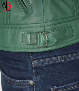 NURAK SPORTS High Quality <b>Green</b> PU Leather Zipper Closure Slim Fit Regular Length <b>Waterproof</b> Windproof Breathable Winter <b>Jacket</b> - Product Image 6