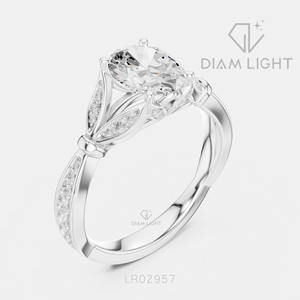 Bague en diamant de laboratoire ovale 1,36 carat, certifiée IGI, or blanc 14 carats, couleur F+, clarté VS+, pour fiançailles, mariage ou cadeau - Product Image 2