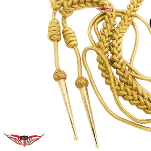 Gold Aiguillette with Shoulder <b>Board</b> Gold on <b>Black</b> Back Twisted Aiguillette with Metallic Golden Tip - Product Image 5