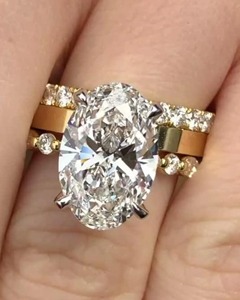 Full Eternity <b>Stacking</b> Band Bridal Set Luxury 4 CT E VVS2 IGI Certified Oval Cut Lab Diamond Engagement <b>Ring</b> - Product Image 4