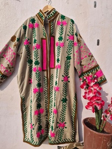 Handmade Suzani Embroidered <b>Velvet</b> Quilted Hooded Eco-Friendly <b>Jacket</b> <b>Women</b> Long Boho Ethnic Floral Winter Boutique Luxury - Product Image 1