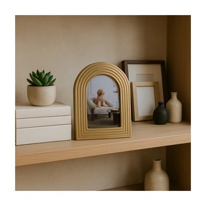 <b>Arched</b> Gold Photo <b>Frame</b> With Wooden Texture For Home Decor Wooden Photo <b>Frames</b> For Living Room - Product Image 1