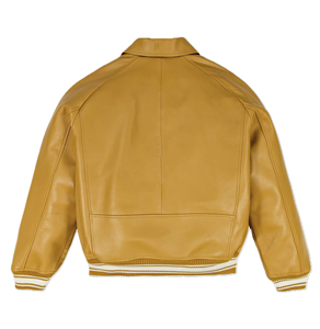 Blouson en cuir pour homme respirant, coupe-vent, écologique, avec logo brodé, style bomber, fermeture éclair, universitaire, grandes tailles, finition denim, décontracté, OEM - Product Image 5